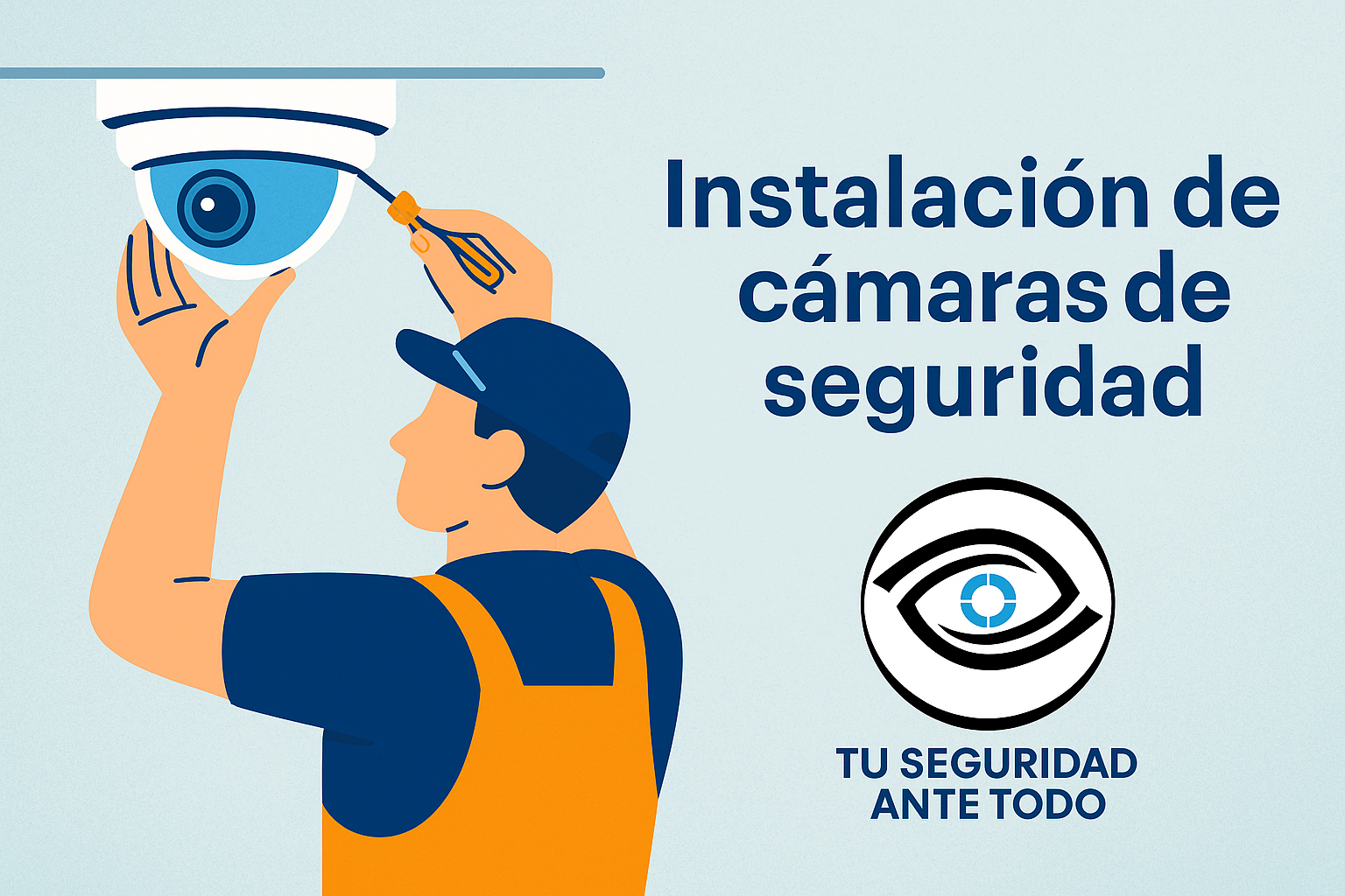 Tu Seguridad Ante Todo - Ilustración instalación de cámaras de seguridad